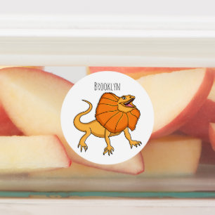 Étiquettes Caricature de lézard à col frisé orange