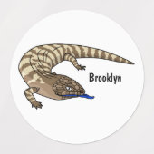 Étiquettes Caricature de lézard rouge (Design 1)