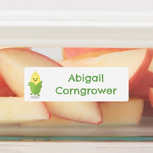 Étiquettes Caricature de maïs joyeux personnalisée (Apposé)