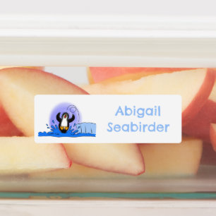 Étiquettes Caricature de manchot joyeux sautant personnalisée