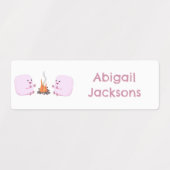 Étiquettes Caricature de marshmallows rose mignon personnalis (Design 2)