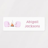 Étiquettes Caricature de marshmallows rose mignon personnalis (Design 1)