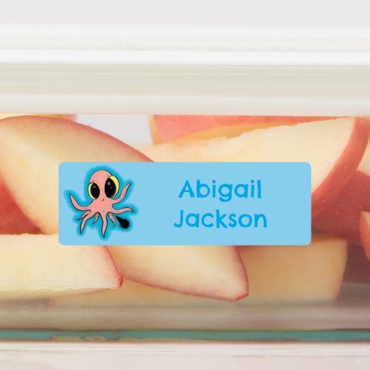 Étiquettes Caricature de pieuvre de bébé mignonne et cheeky p (Apposé)