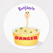 Étiquettes Caricature de serpent aux nouilles mignonnes illus (Design 1)