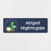 Étiquettes Caricature de vers vert mignon personnalisée (Design 2)