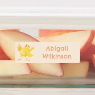 Étiquettes Caricature d'oiseau canari jaune mignon personnali