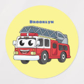 Étiquettes Caricature du moteur de feu joyeux (Design 1)