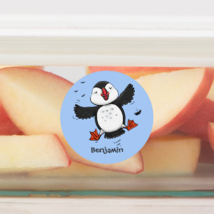 Étiquettes Caricature en bleu bouffin joyeux