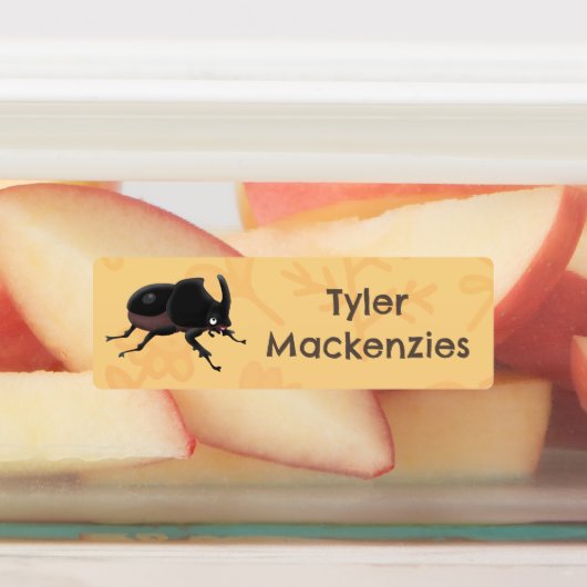 Étiquettes Caricature sur le dendroctone du rhinocéros mignon (Apposé)