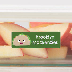 Étiquettes Caricature taco joyeux et souriante personnalisée