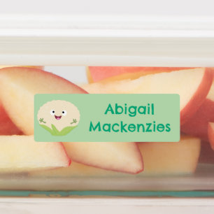 Étiquettes Caricature végétale de chou-fleur mignonne personn