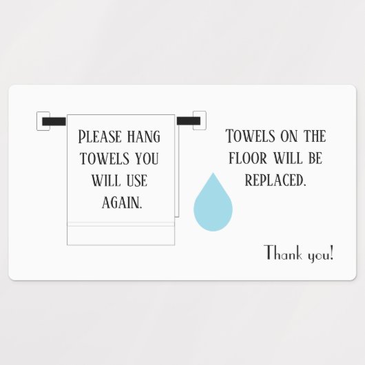 Étiquettes Carte de visite des signes Hotel Towel (Design 2)