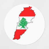 Étiquettes Carte du Liban avec drapeau (Design 2)