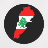 Étiquettes Carte du Liban avec drapeau (Design 1)