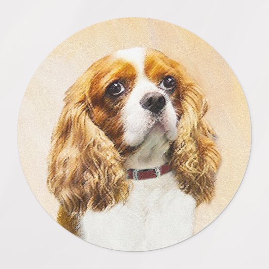 Étiquettes Cavalier King Charles Spaniel Peinture originale (Design 2)