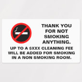 Étiquettes Chambre non fumeur signe rectangulaire autocollant (Design 1)