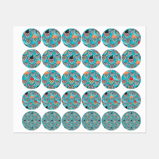 Étiquettes Chat dans le casquette (Feuille)