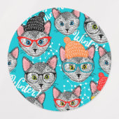 Étiquettes Chat dans le casquette (Design 1)