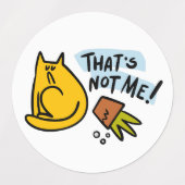 Étiquettes Chat drôle et pot de fleurs renversé (Design 1)