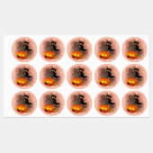 Étiquettes Chat effrayé par Citrouille Fun Halloween caractèr (Feuille)