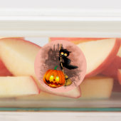 Étiquettes Chat effrayé par Citrouille Fun Halloween caractèr (Apposé)