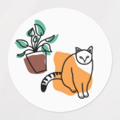 Étiquettes Chat et le plante (Design 2)