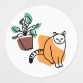 Étiquettes Chat et le plante (Design 1)