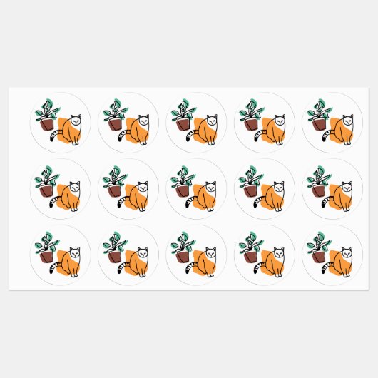 Étiquettes Chat et le plante (Feuille)