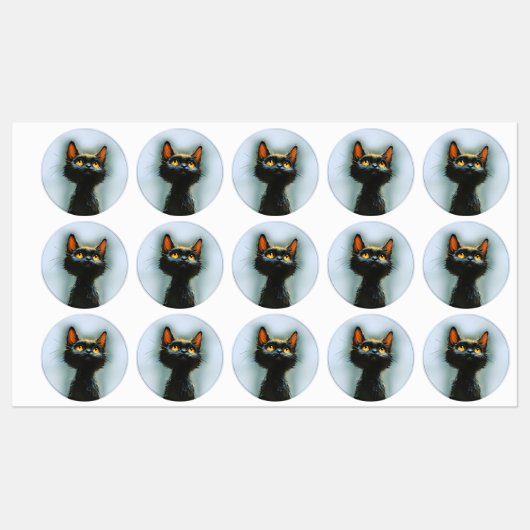 Étiquettes Chat noir enchanté (Feuille)