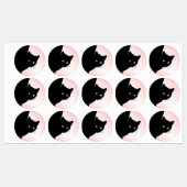 Étiquettes Chat noir Sly rose (Feuille)