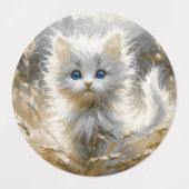 Étiquettes Chaton blanc précieux (Design 1)