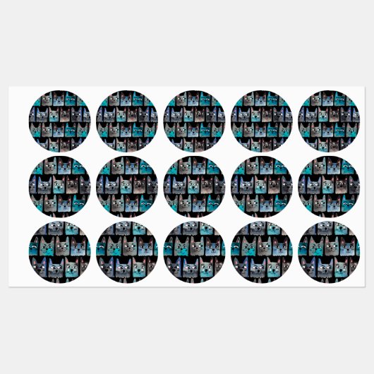 Étiquettes Chats bleus (Feuille)