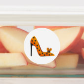 Étiquettes Chaussure à talon élevé avec textil orange (Apposé)