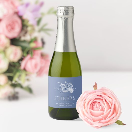 Étiquettes « CHEERS » Florales Bleu Poussière