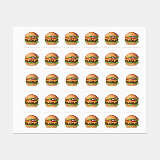 Étiquettes Cheeseburger américain (Feuille)