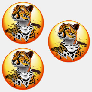 Étiquettes Cheetah African Feline Wild Animal