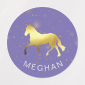 Étiquettes cheval d'or étoiles équestre Monogramme (Design 2)