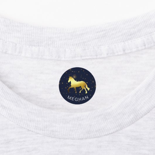 Étiquettes cheval d'or étoiles équestre Monogramme (Apposé)