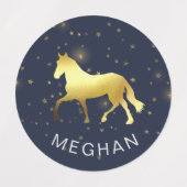 Étiquettes cheval d'or étoiles équestre Monogramme (Design 1)