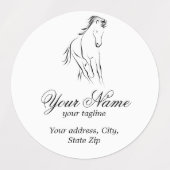Étiquettes Cheval en couleur noire (Design 2)
