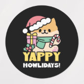 Étiquettes Chien de Noël mignon - Yappy Howlidays (Design 1)