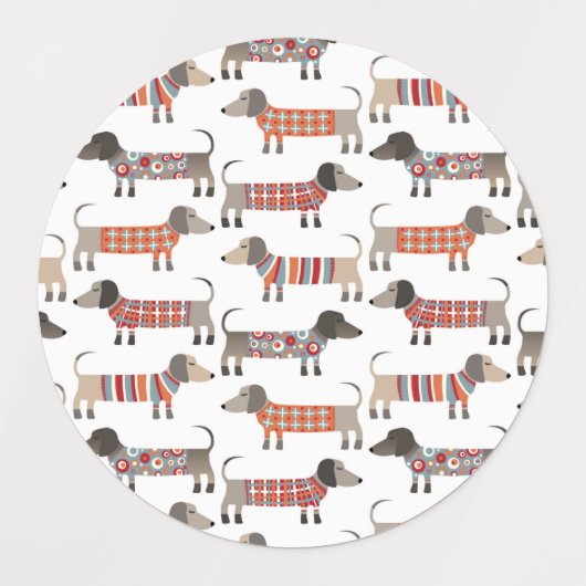 Étiquettes Chien de saucisse Dachshund (Design 1)