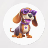 Étiquettes Chiens Drôle Avec Lunettes De Soleil (Design 1)