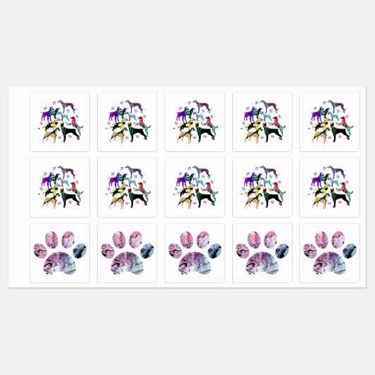 Étiquettes Chiens et pattes (Feuille)