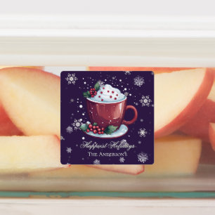 Étiquettes Chocolat chaud de Noël Cuisine pourpre personnalis