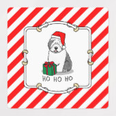 Étiquettes Christmas Père Noël Old English Sheepdog (Grey 1)  (Design 2)