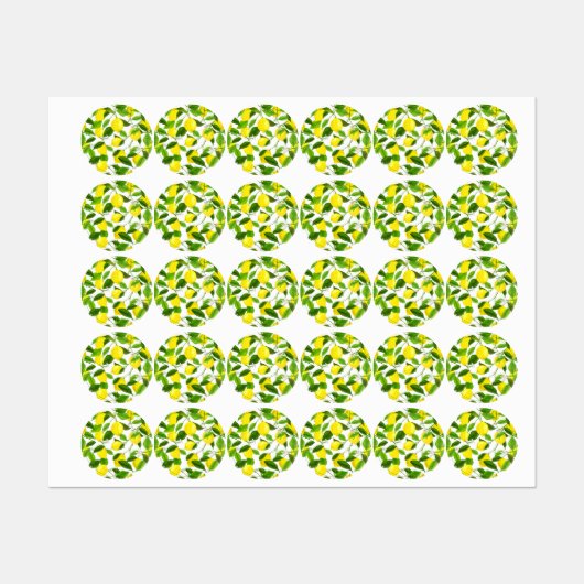 Étiquettes Citron Aquarelle (Feuille)