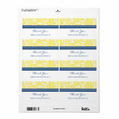 Étiquettes citron bleu Mariage damassé (Feuille entière)
