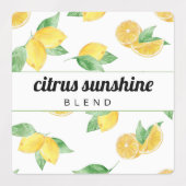 Étiquettes Citrons et Feuilles Essential Huile Roulette Étiqu (Design 1)