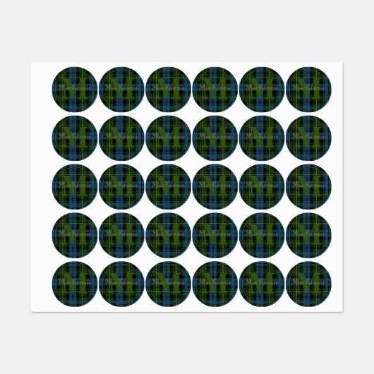 Étiquettes Clan écossais MacKenzie Tartan Gold Nom-Initiale (Feuille)